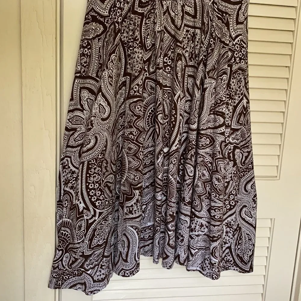 Michael Kors Brown & White Paisley‎ surplice Dress